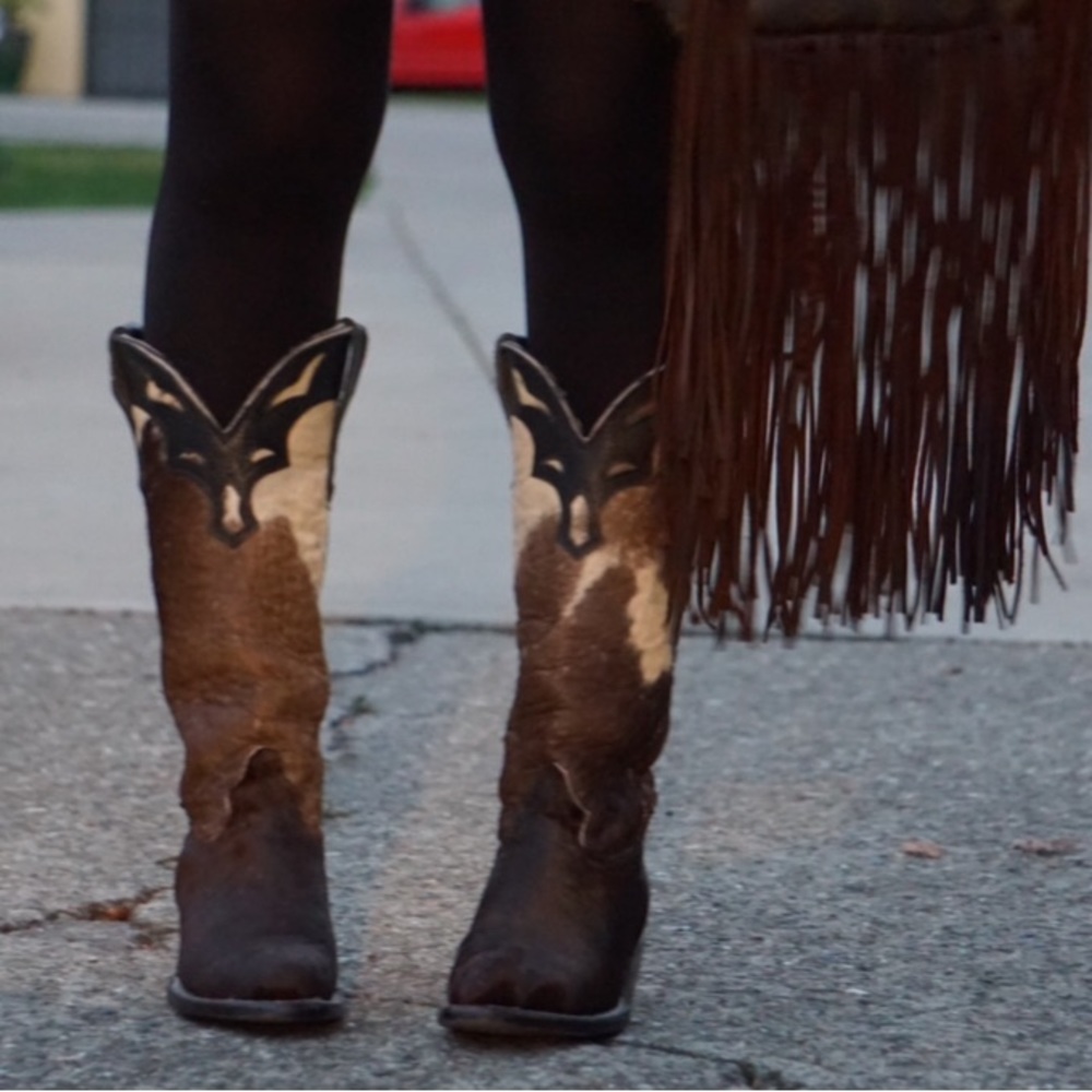 Cowhide western cowboy boots